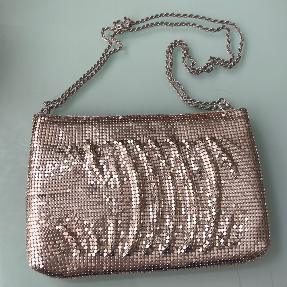 Small gold sparkly gray purse